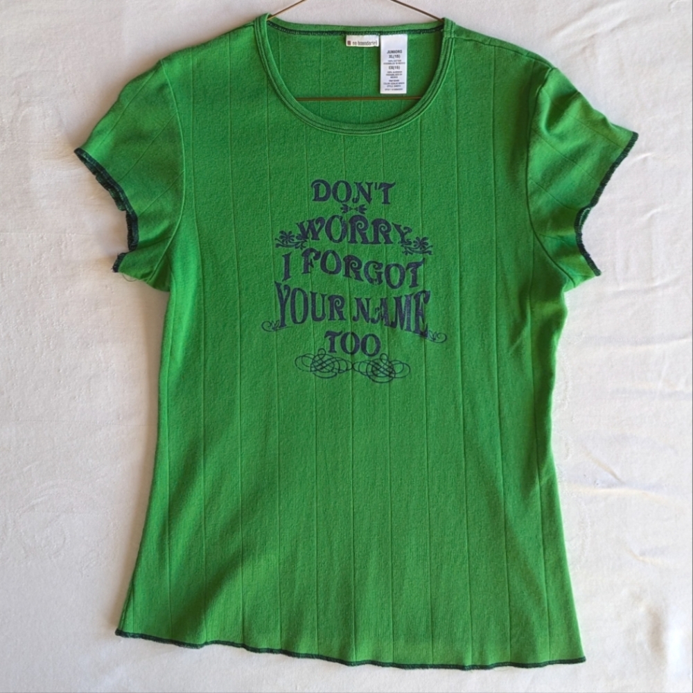 Y2K/00's style NoBo Glitter Slogan Babydoll Tee, Juniors XL 14-16